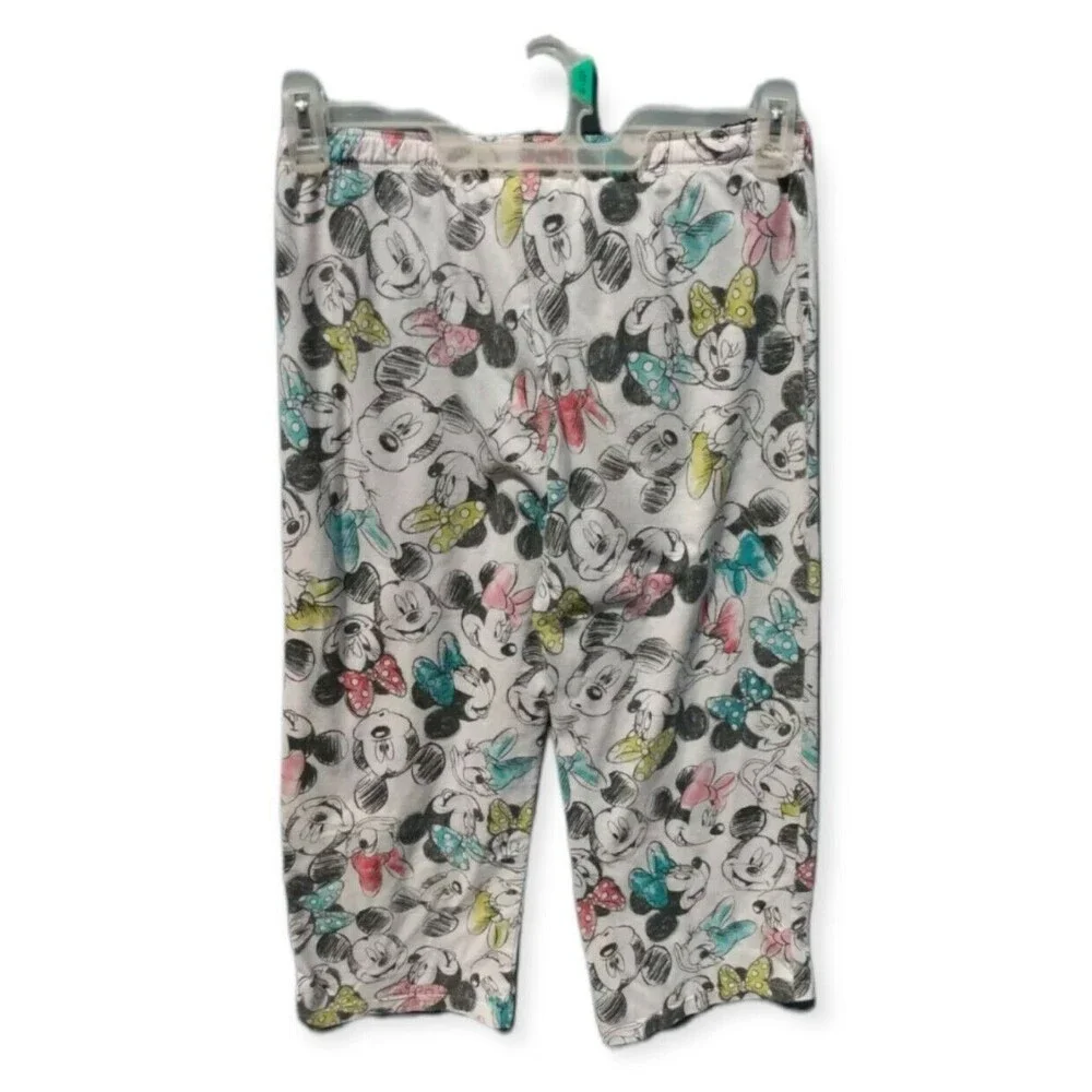 Disney Woman Lounge Pants Size S Cropped Mickey Minnie Donald Daisy Comfy
